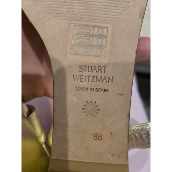 Stuart Weitzman Aleena Gold Wedge Sandals Women's Size 8B Slingback 438 MSRP - Picture 8 of 8